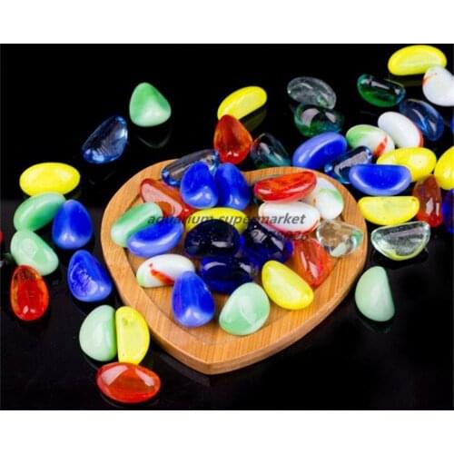 HONGYI 1 piece glass crystal stone fish tank landscaping stone color cashew series aquarium decoration bottom stone