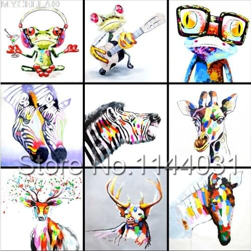 DIY 5D Diamond Painting Cross Stitch Wall Sticker Mosaic Diamond Embroidery Cartoon Frog & Zebra Art Craft Home Decor Christmas
