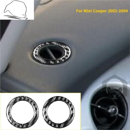For Mini Cooper Hatch One R50 R53 2002 2003 2004 Car Dashboard Defogging Tuyere Carbon Fiber Sticker Ring Interior Decoration
