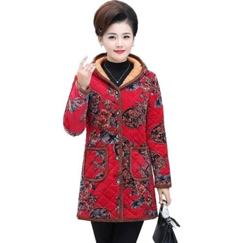 Middle Aged Women Winter Cotton Jacket New Loose Hooded Thick Warm Short Outerwear Female Plus Size 5XL Casual Parka Mother Coat