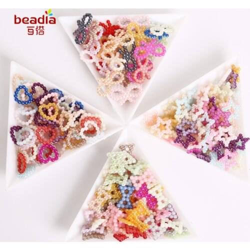 Hot Sale!!ABS Pearl Heart,Bowknot,Pentagram Random Mixed Color 100pcs / bag For DIY Clothing Accessories&Handicrafts Decoration