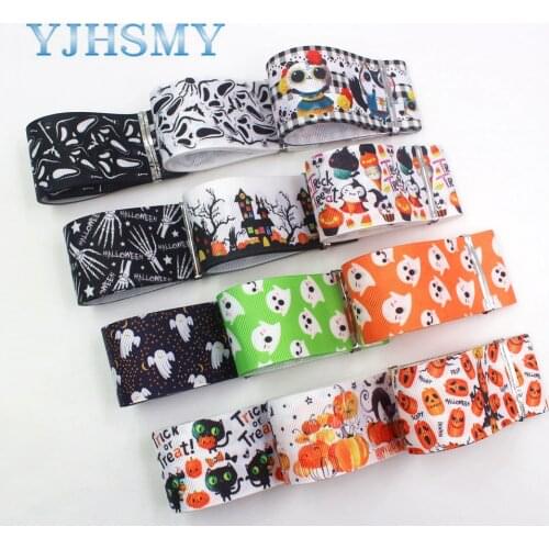 I-19720-1644,38 mm 5 Yard Halloween printed grosgrain ribbon, DIY handmade hair accessories wedding gift wrapping materials