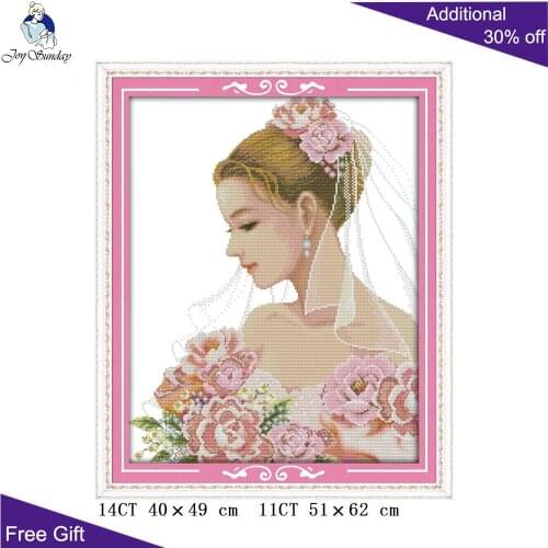 Joy Sunday Beautiful Bride Wedding Cross Stitch R541 14CT 11CT Counted and Stamped Home Decor Beautiful Bride Cross Stitch kits
