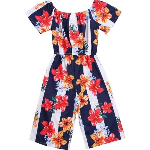 Citgeett Summer Kids Baby Girls Fashion Off Shoulder Floral Print Jumpsuit Stylish Jumpsuit Clothes