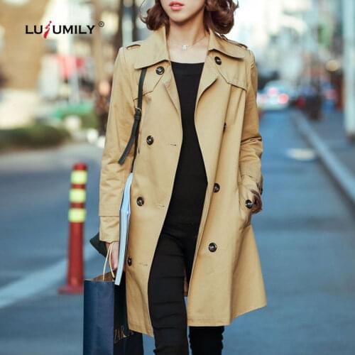 Lusumily 2020 Women Trench Coat Spring Windbreaker Stylish Casual Female Lapel Quality Brand Women Clothing Plus Size 4XL Jackt