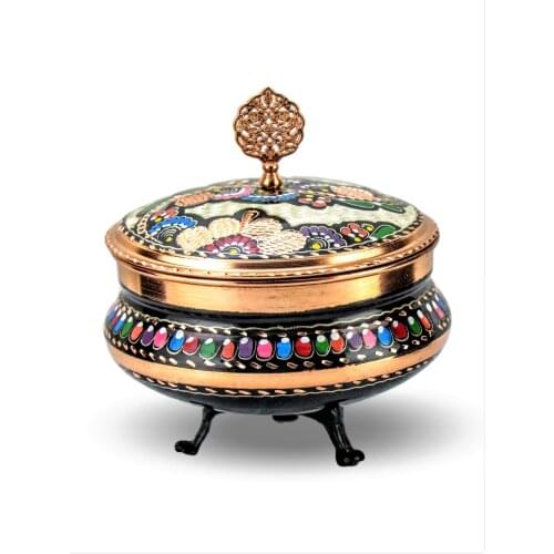 Gül Çiçek Big Footed Copper Sugar Bowl Box Currier jar cruet