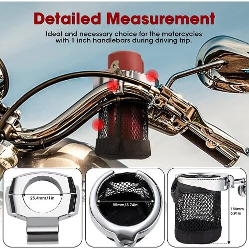 1 Inch Motorcycle Handlebar Cup Holder Drink Holder Bottle Holder Compatible for for Suzuki for Kawasaki Universal
