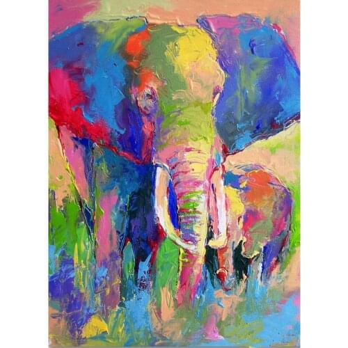 Wall art Elephant artwork abstract animal oil painting colorful Canvas paintings for kitchen room Hand painted High quality