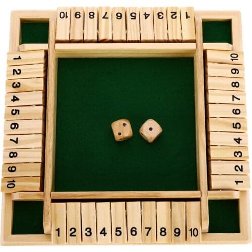 10 Numbers Board Game Wooden Shut the Box Dice Game Family Party Club KTV Outdoor Entertainment Game for Kids and Adults 30cm