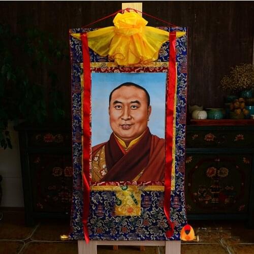 Wholesale Buddhist supplies Tibetan Buddhism HOME WALL Decor ART Blessing silk Master Panchen Buddha Thang-ga Thangka painting