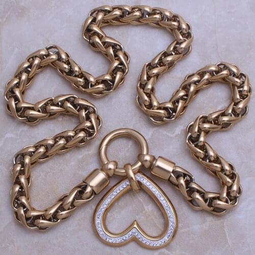 Wholesale Fashion Stainless Steel Jewelry High Quality Necklace Heart Pendant For Girl Woman & Man Joyas Jewels Store NC953004