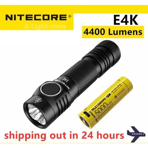 Original NITECORE E4K Flashlight 4400 Lumens LEDs 21700 Compact EDC 700 Hours Ultra long Runtime waterproof self defense