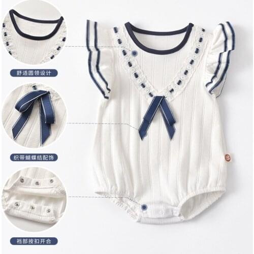 Neonatal conjoined twins baby package fart cotton white short-sleeved summer triangle ha garments