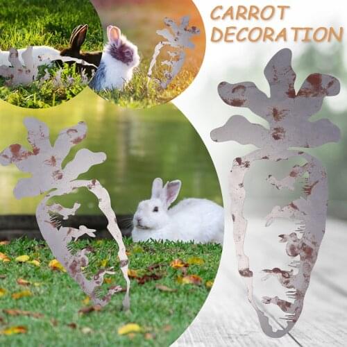 Silver carrot-shaped Art Silhouette Metal Animal Outline Silhouette Fairy Garden Decoration Outdoor Metal Decotative Stakes