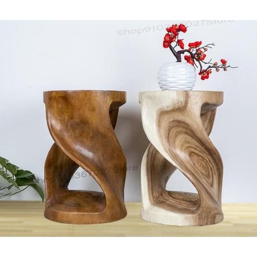Nordic Solid Wood Round Wooden Pile Stool Creative Log Pier Tree Head Personalized Seat Stump Wooden Pier
