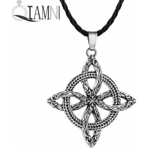 QIAMNI Punk Slavic Fern Flower Overcoming Grass Pendant Necklace Pagan Amulet Nordic Viking Jewelry Friendship Birthday Gift