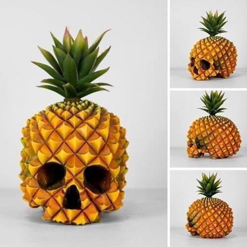 Pineapple-shaped skull ornament Pineapple Simulation Skull Halloween Funny Skull Decoration Resin Skull Statue outdoor