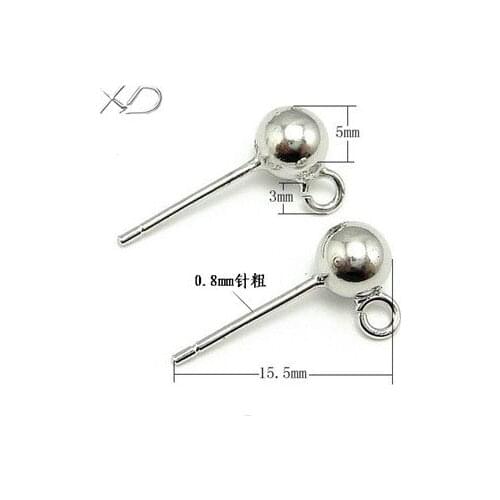 Wholesale Genuine 925 Solid Sterling Silver Ear Pin 10pairs Solid 925 Sterling Silver Ear Pin 0.8x10.5mm Silver Ear Jewelry