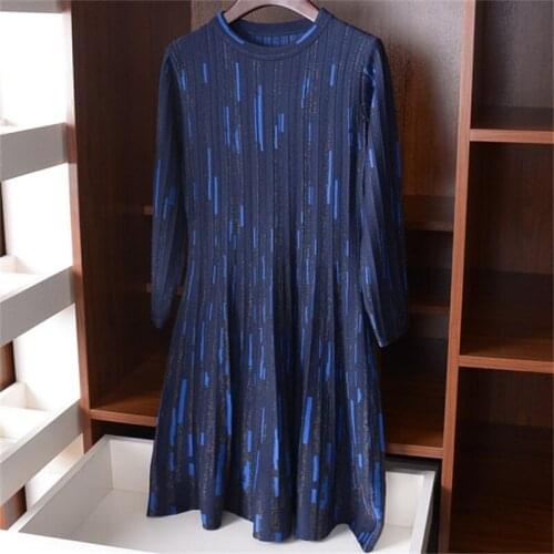 Viscose polyester blend printed knit women French style Oneck long pullover sweater 7th sleeve M-L retail wholesale