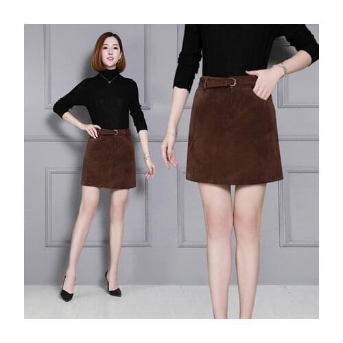 Top brand Fashion Genuine New Sheep Leather Skirt K16 high quality