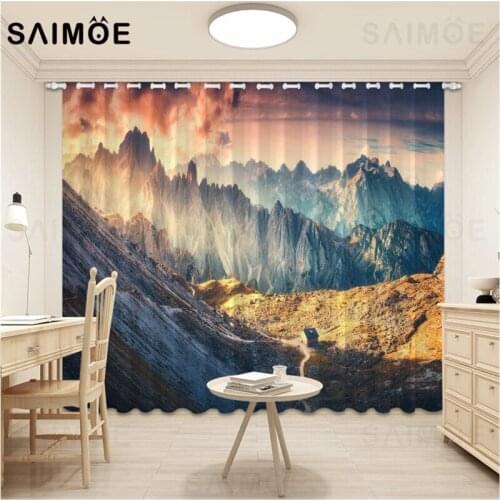 Mountains Curtain Sunrise Landscape Curtains For Living Room Sunlit Cabin Curtains Kitchen Bedroom Art Decor Ultra Micro Shading