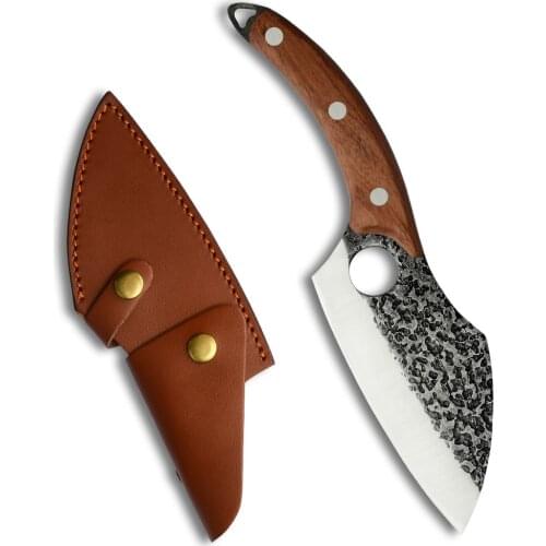 ZEMEN Handmade 4cr13 Stainless Steel Kitchen Boning Knife Fishing Knife Meat Cleaver Outdoor Cooking Knife Cutter Butcher Knife