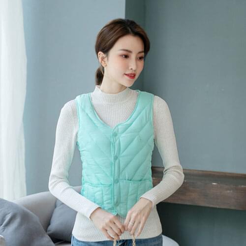 Woman Jacket Vest down Cotton Vest Womens Short Mid-Length Warm Inner Wear Close-Fitting Vest Chaleco Mujer