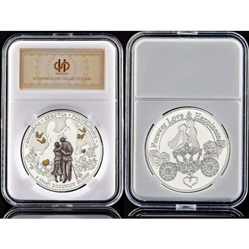 Poland Szczescia Zdrowia Pomyslnosci Okazji Rocznicy Slubu Colorized Silver Plated Challenge Art Coin Collection