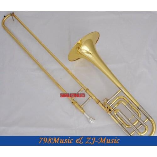 Gold Tenor Trombone Bb/F Cupronickel tuningpipe trigger Horn With Case