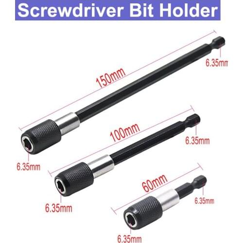 1pcs 60mm 100mm 150mm Quick Release Screwdriver Bit Holder Extension Bar 1/4 Inch Hex Shank