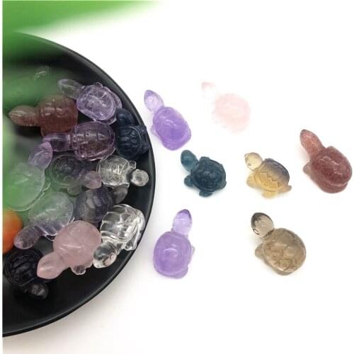 1pc Lovely Natural Crystal Mini Tortoise Carving Clear Amethyst Crystal Turtle Figurine Gemstone DIY Natural Stones and Crystals