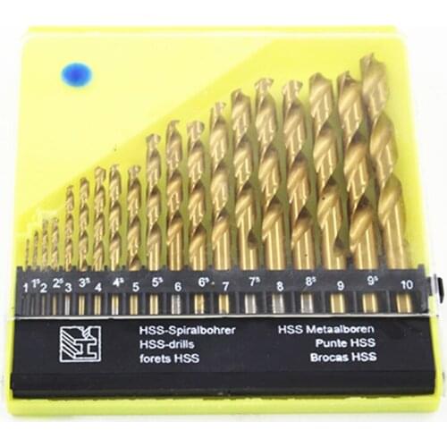 13/19pc 1.5-6.5mm 1-10mm Round Shank Twist Drill Bit Set Titanium Coated Hole Cutter HSS Gun Drill Bit Woodworking Metal Tool