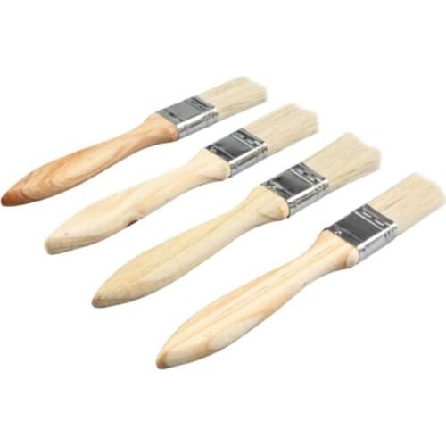 4pcs/set 1-inch Multifunctional Brush With Wooden Handle For Cleaning Painting Grilling
