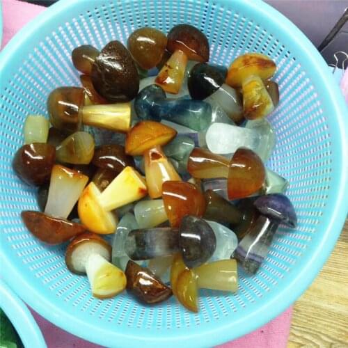 5cm natural quartz crystal colored fluorite mushroom massage stick point healing home decoration