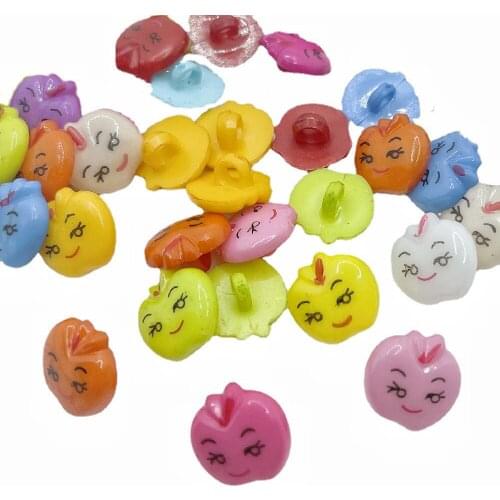 30/50/100pcs 13MM Cute Mix Colors Apple Cartoon Designs plastic buttons 1 hole Sewing children Buttons