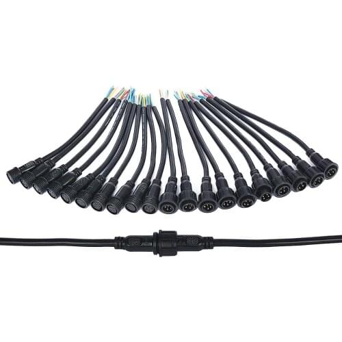 500Pairs 18AWG 4 Core 4pin Black Pigtail Plastics Waterproof IP65 LED Connector Male Female 40cm/pair Applicable