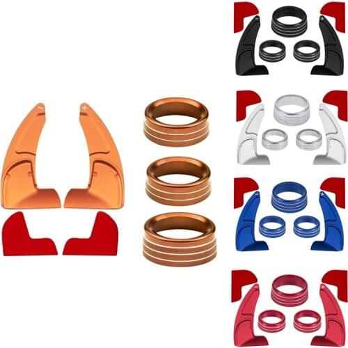 5X Steering Wheel Shift Paddle& A/C Switch CD Button Knob Decal Trim Rings for Dodge Challenger Charger 2015-2021