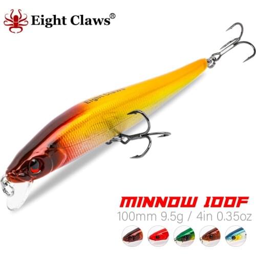 EIGHT CLAWS Minnow Fishing Lure100F 9g100mm Floating Water Jerkbait Wobbler Top Quality Bass Bait Professional Depth 0.5-2m