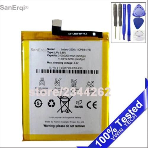 SanErqi Smartphone Battery For BQ X5 Plus / 3200 3220mAh battery batterij Batterie Bateria