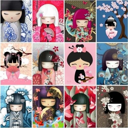 Diy full diamond painting japanese kimono girls mosaic art picture embroidery cross stitch rhinestone picture puzzle wall decor
