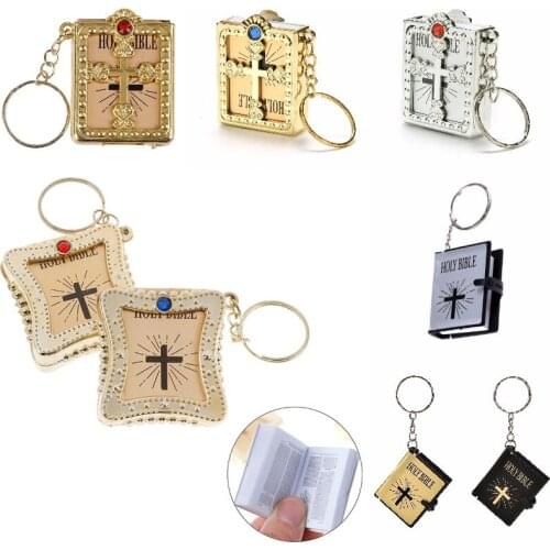 English Spanish Mini Holy Bible Keychain Religious Christian Jesus Cross Women Prayer God Bless Gift Souvenirs Outdoor Tool