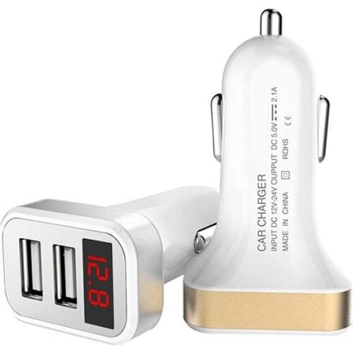Car Charger Digital Display Dual USB Port for iPhone iPad Samsung Xiaomi Phone Charging Adapter 3.1A Car-charger Double USB