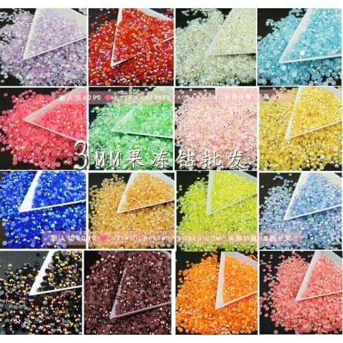 Free Shipping SS12 3mm 1500Pcs(9G) Magic AB Colors Jelly Resin Flat back Round Flat Facets Rhinestone Nail Art Beads DIY