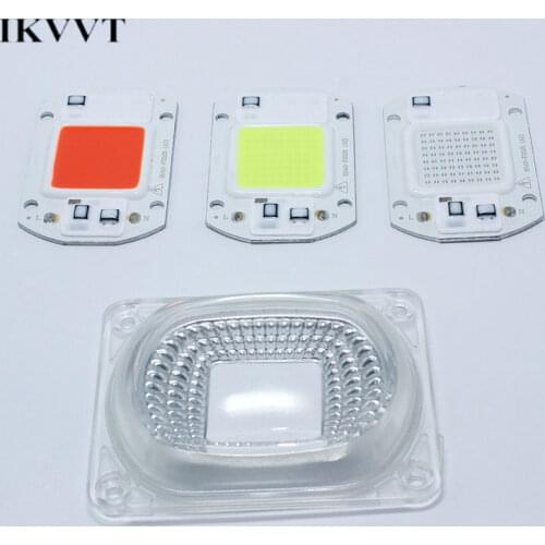 COB Chip Plus Lens 20W 30W 50W 220V Input Smart IC Driver Fit For DIY LED Floodlight Spotlight 380-840NM Red Blue Green