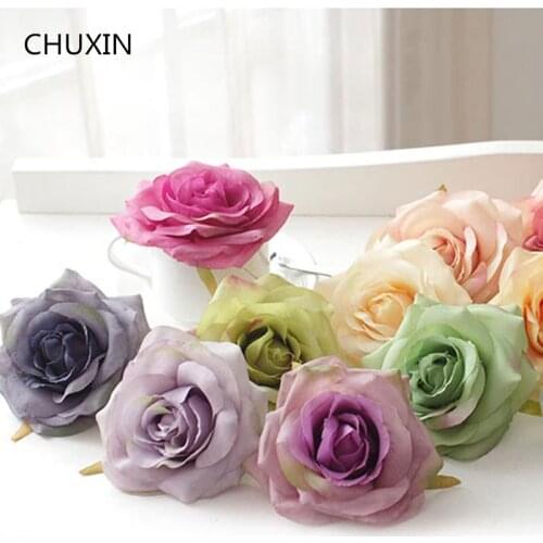 Rose Flower Heads Oil Painting Silk Artificial Decorative Flower Wedding DIY Road Led Flower Hotel Background Wall Decoration