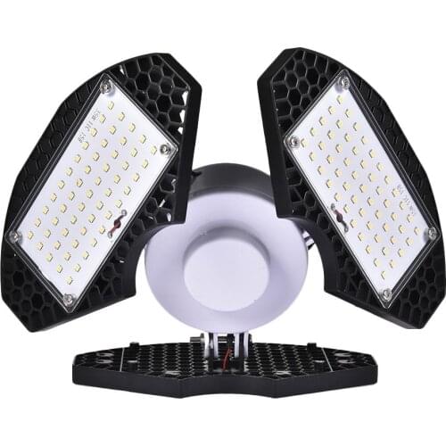 AC85-265V E27 60W/100W Deformable LED Garage Ceiling Lights Waterproof 2835LED Garage Workshop Lighting with Adjustable Panels