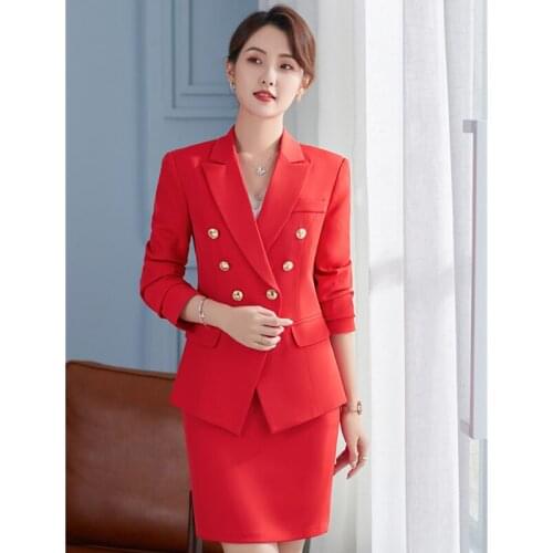 Business Wear Office Suit Skirt Two-piece Autumn and Winter Casual Long-sleeved Ladies Jacket Slim Skirt High Quality