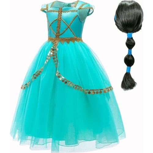 Little Girl Jasmine Dress Children Cosplay Jasmine Dress Up Costume Fancy Kids Birthday Party Carnival Costume 3 to 10 Years