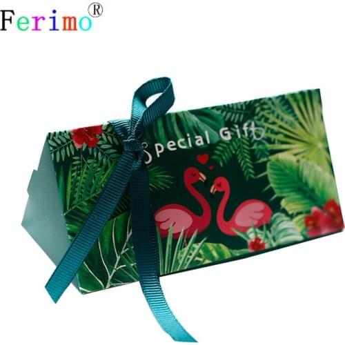 Ferimo 20pcs Candy Boxes Wedding Decoration Favors Gift Paper Green Candy Box Birthday Party Decorations