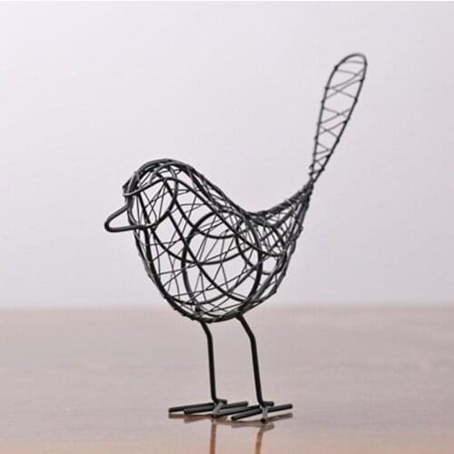 9'' Iron Bird Figurines 2 Colors Abstract Bird Miniatures Vintage Animal Figurine Home Decoration Creative Gift Souvenirs